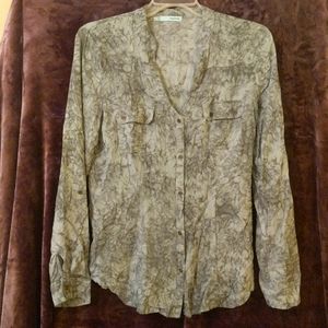 Maurice's button up shirt, M, green tie dye